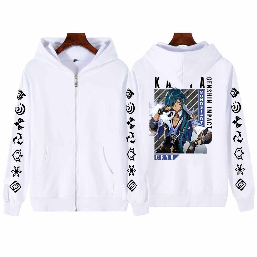 

Аниме Игра Genshin Impact Кэйя Альберих Толстовки на молнии Осень Зима Корейские Свободные Топы Мужские Женские Теплая Черная Куртка Пальто на молнии 4XL