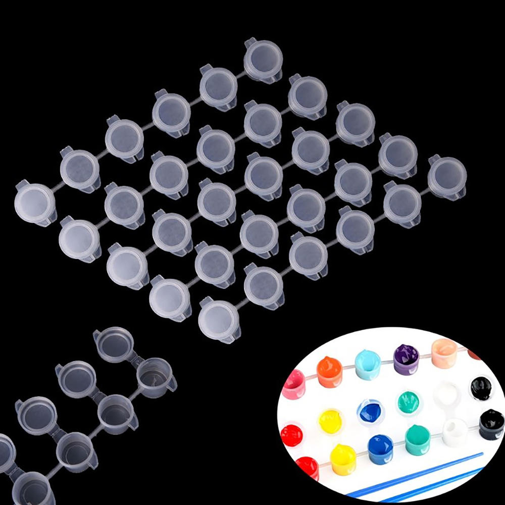 10pcs 6 Cups/Strips 3/5ml Mini Empty Paint Box Pod Strips Arts Crafts Watercolor Draw Pigment Plastic Palette Storage Containers