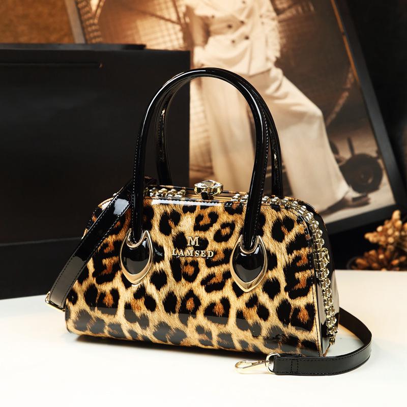 Patent Leather Mom's Handbag: Fashionable Genuine Leather Crossbody Shoulder Bag