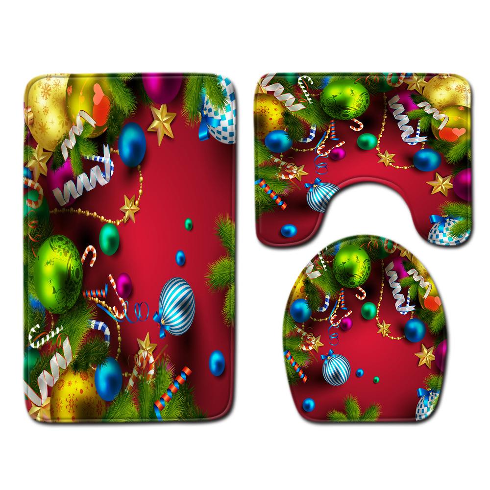 Christmas Bathroom Floor Mat Toilet Three-Piece Set