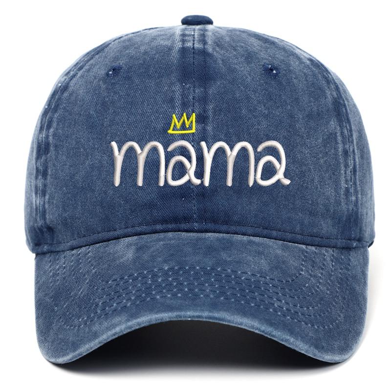 Mama Letter Embroidery Adjustable Solid Color Baseball Cap Sun Protection Summer Women Washed Material Snapback Dad Hat