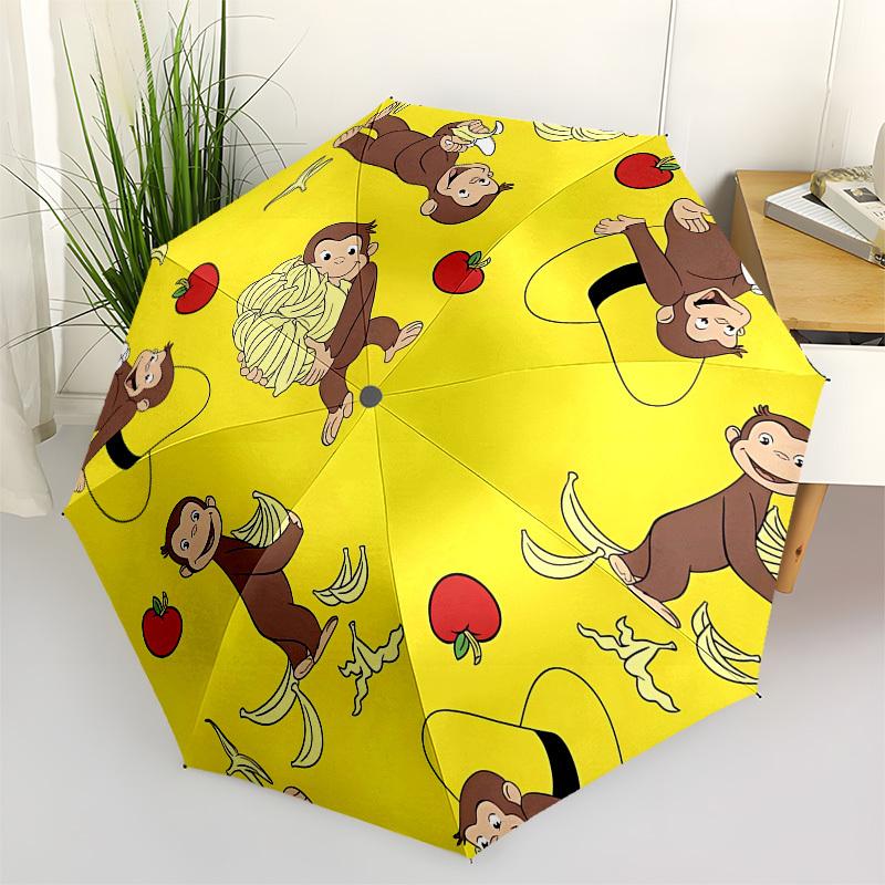 

Curious George, bananas Automatic Opening and Closing, 8 rib Structure Portable Umbrella, Suitable for Men and Women in All Seasons Perfect