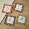 4PCS Cotton Linen Coffee Cup Mats Rustic Farmhouse Style Crochet Embroidery Coaster Absorbent Placemats for Kitchen Table Decor