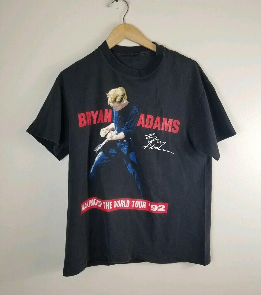 Vintage Waking up The World Tour Bryan Adams Shirt Black Unisex S-4XL Unisex T-Shirt S