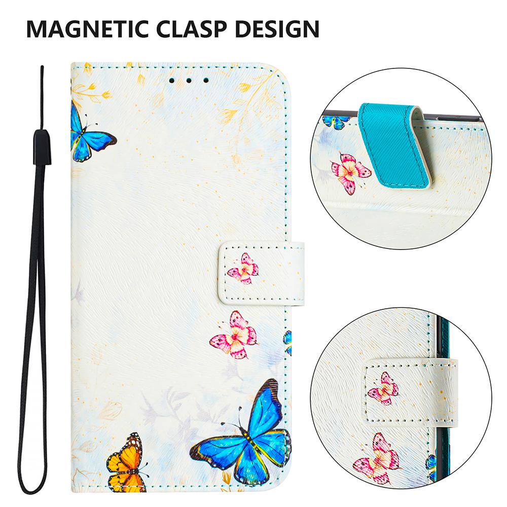 Coloured Drawing Wallet Case for OPPO A3 A3X A18 A38 A40 A60 A80 Reno 12 11 Pro 12F 11F Shockproof Stand Strap Flip Phone Cover