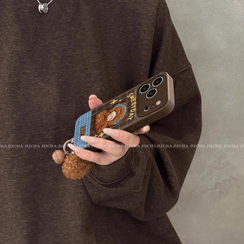 High-End Light Luxury iPhone 16 Pro Case with Plush Little Bear Pendant Design, Also Fits iPhone 17 and 15.