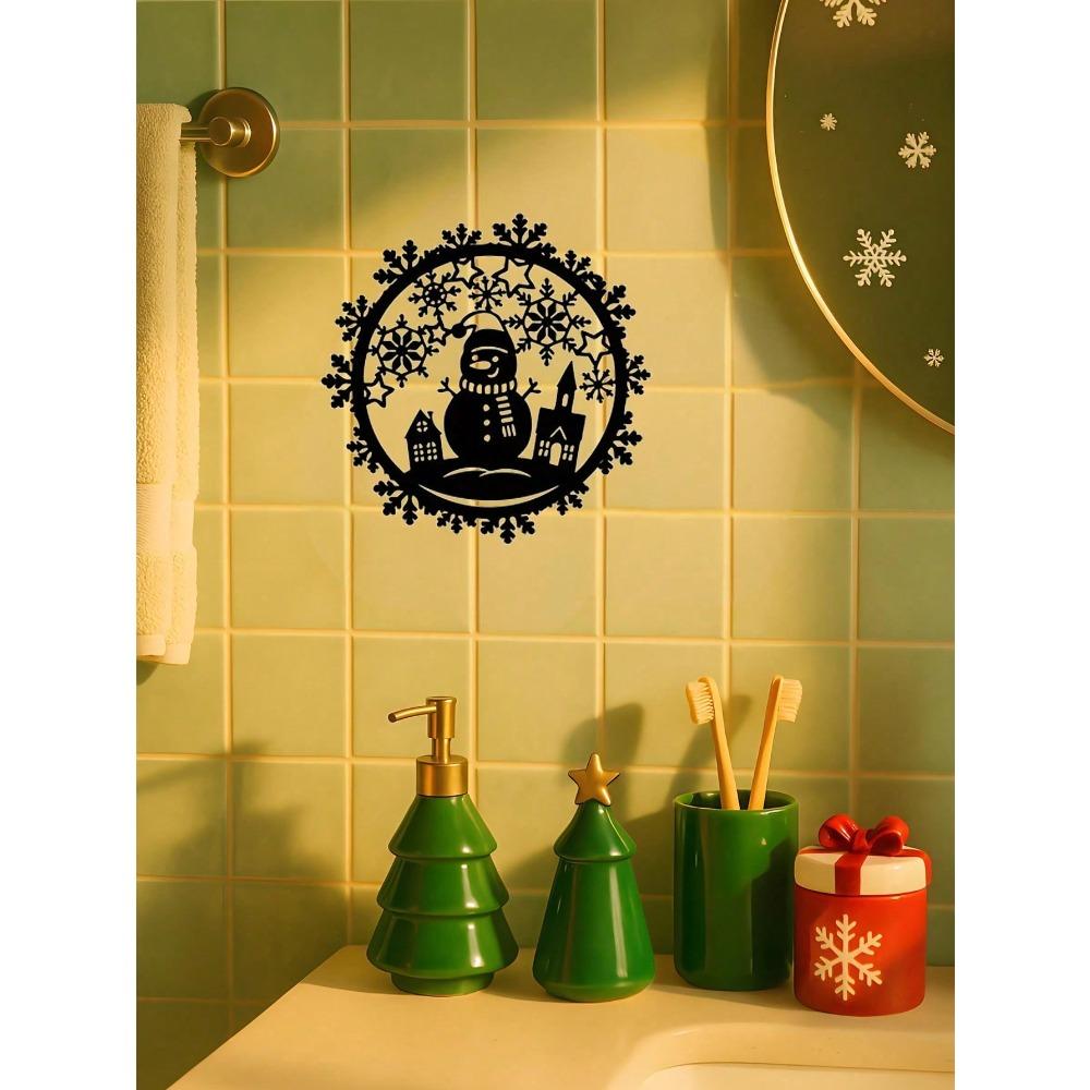 Metal Snowman Wreath Winter Holiday Wall Decor Christmas Door Hanger