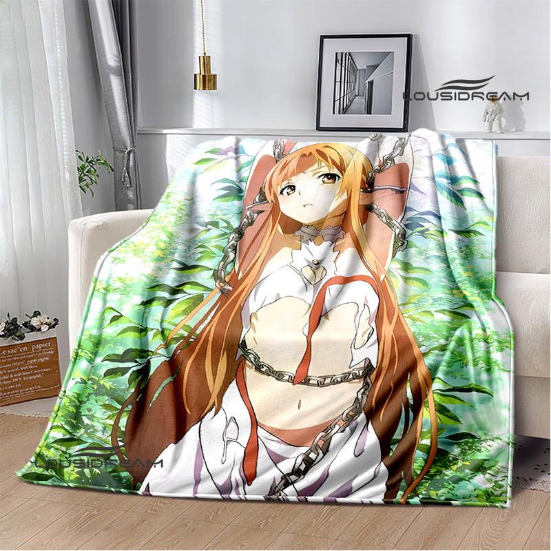 Cartoon Sword Art Online Printed Blankets Picnic Blanket Warm Flannel Blankets Home Bed Linings Blankets for Beds Birthday Gift