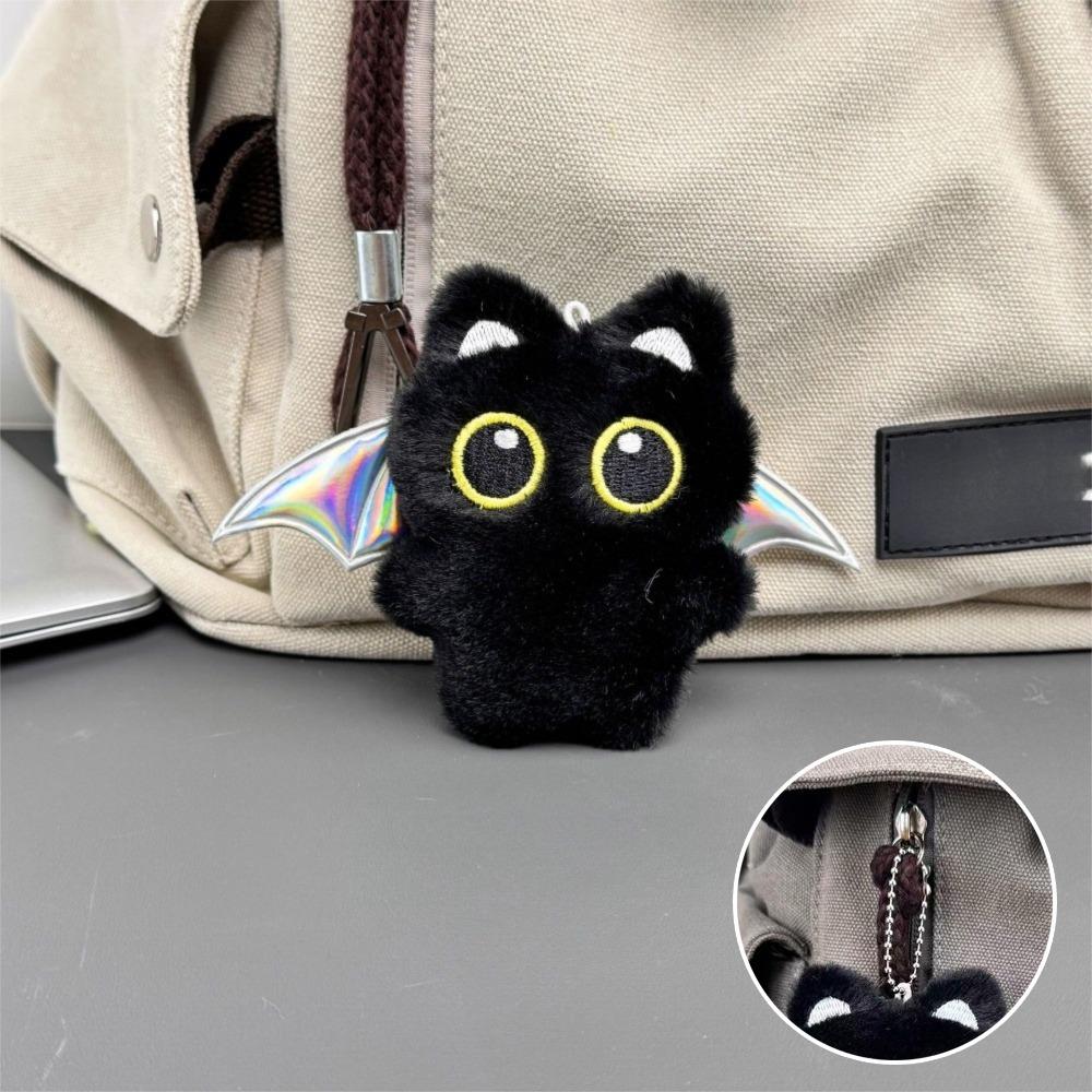 Cute Fish Black Cat Plush Doll Keychain Bib Strawberry Doll Bag Pendant Wings Car Key Ring Gifts