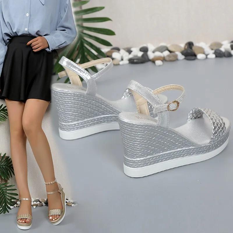 Fashion 2024 Women's Summer Wedge Sandals Thick Sole Sandals with Open Toe Thick Sole Casual Shoes Sandals