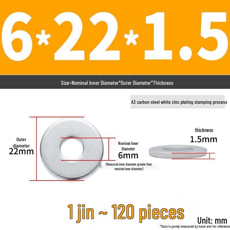 Extra Large Galvanized Metal Flat Washer - Thickened Round Screw Washer M6-M16