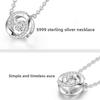 S925 pure silver three-second heart sterling silver necklace pendant niche high-end design flash diamond collarbone chain for girlfriend gift