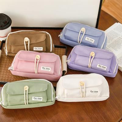 Pencil Bag Multi-Compartment Canvas Pencil Case Large Capacity Pen Pouch Stationery Organizer