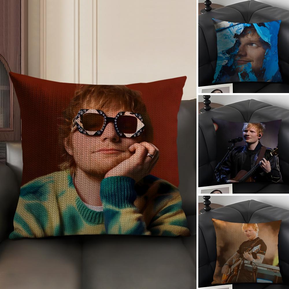 Electronic Music Pop Singer E-Ed Sheeran Pattern Printed Pillowcase For Living Room Sofa Cushion Cover & Bedroom Decor
