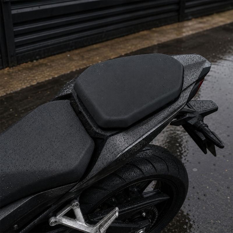 Rear Motorcycle Seat Pad Replacement, Black PU Passenger Pad with Molded Mount Base for Routine Service Tasks and Visual Update Work