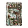 Vintage Metal Sign Rustic Garden Tool Decor 8x12 Inch Weathered Blue Wood Look Weather Resistant For Indoor Outdoor