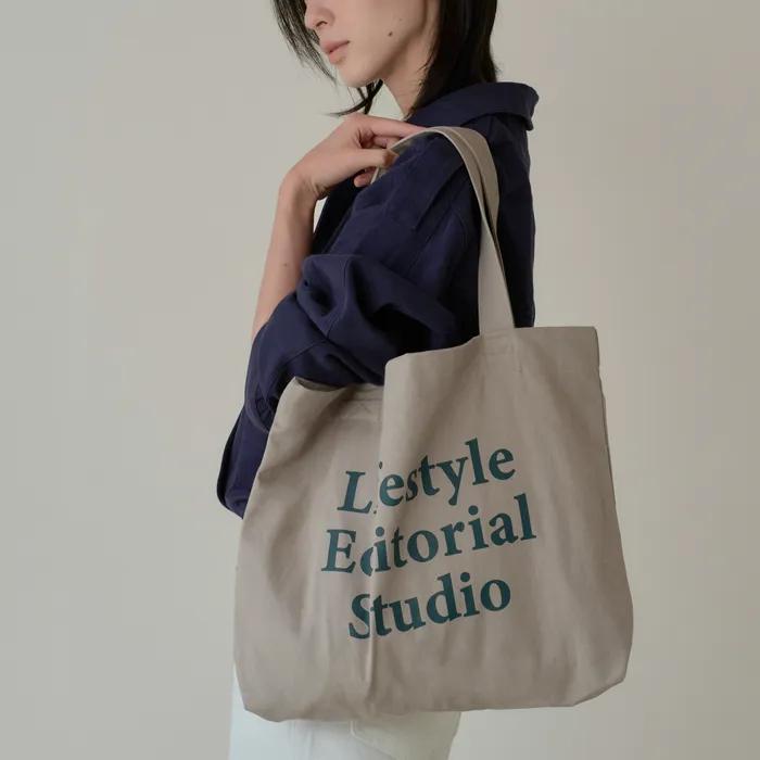 SLOGAN WASHED ECO BAG - 5COLORS