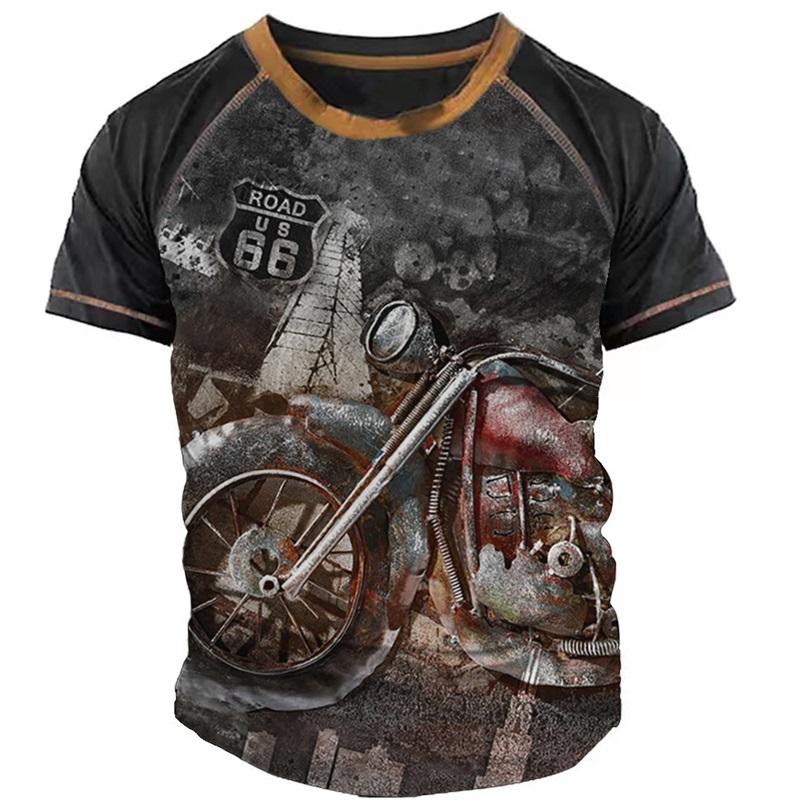 Vintage Motorcycle T Shirts For Men 3d Print Graphics T-shirts For Men Short Sleeve Male Motorcycle Shirts Tee Tops Streetwear
