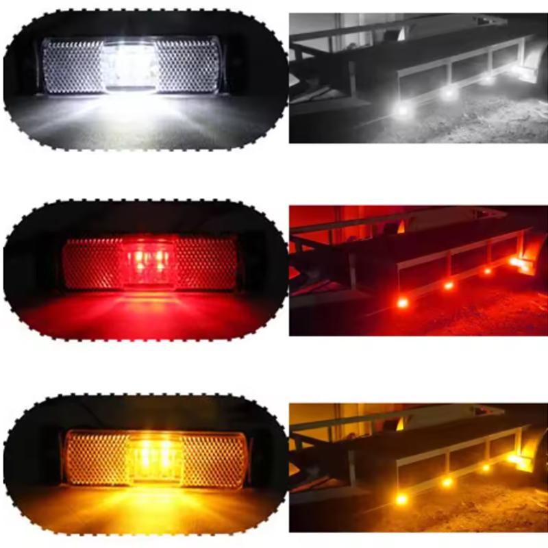 4 LED Reflector Panel Light Truck Identification Light Turn Signal Clearance Brake Tail Light For Trailer Bus Lorry Van 12V 24V