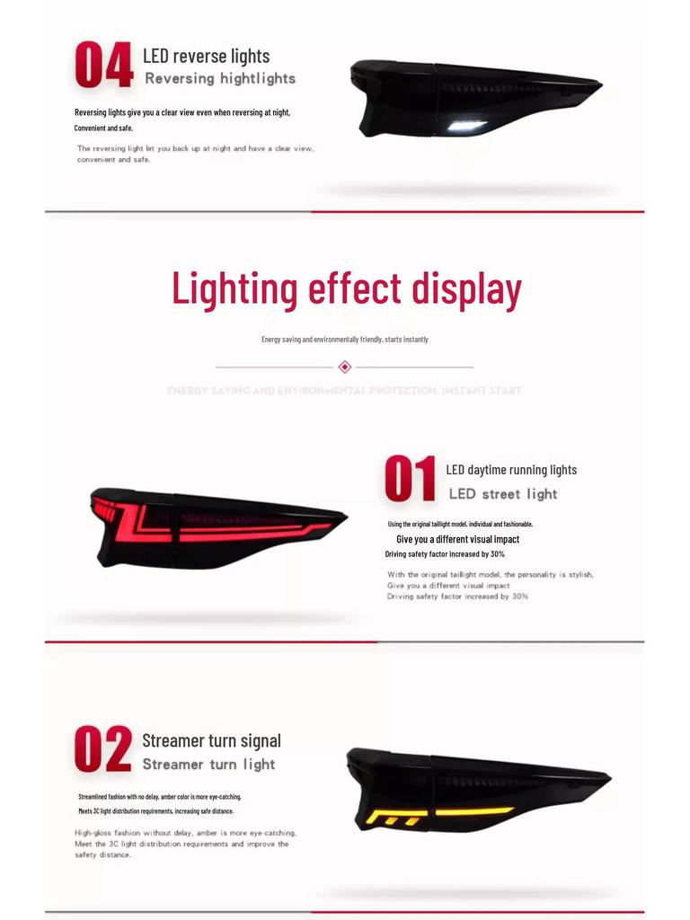 Compatible LED Tail Light Assembly for Toyota Sienna with Dynamic Flowing Turn Signals