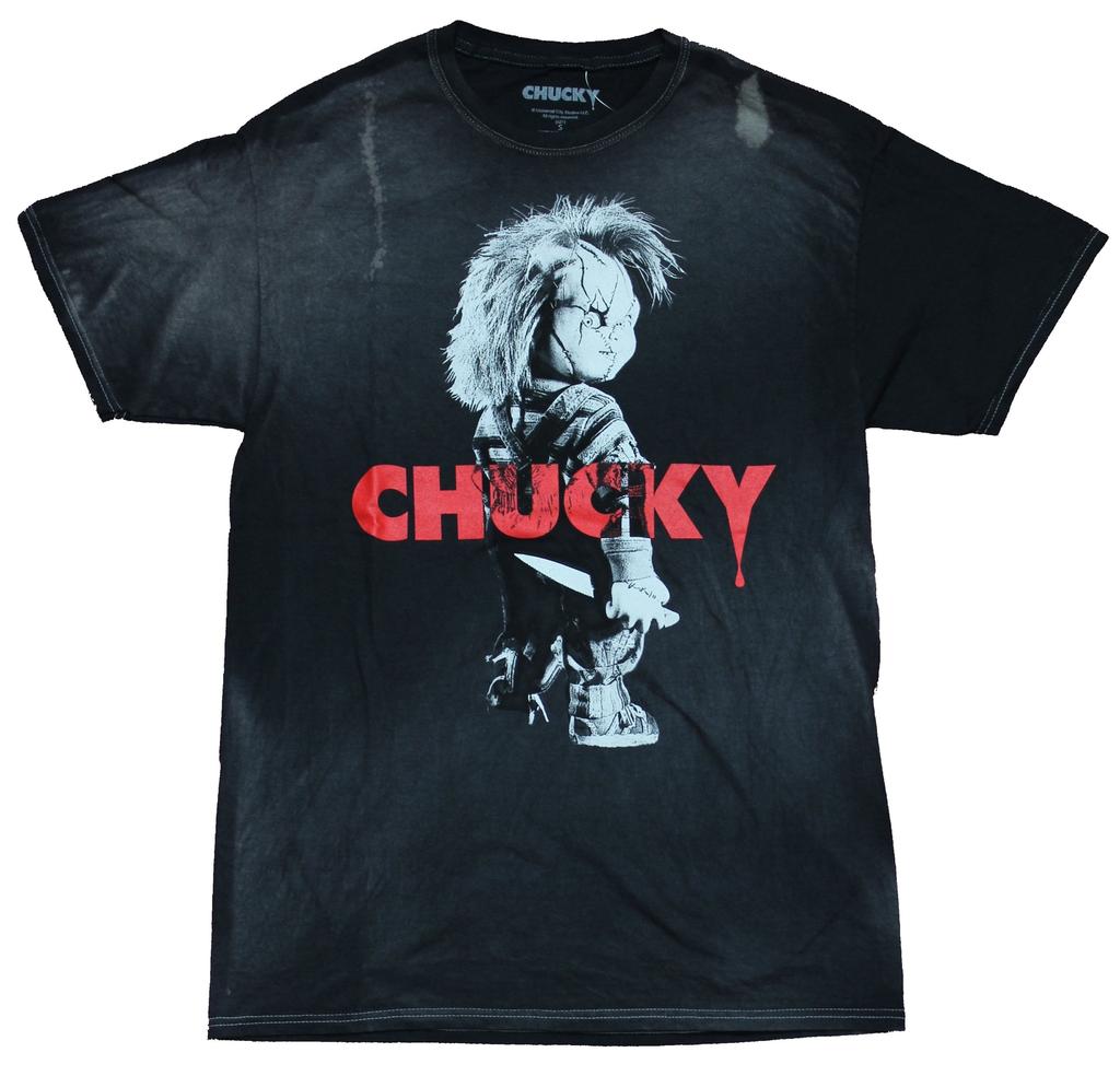 Child's Play New Adult T-Shirt - Chucky glance Front Break Through Back