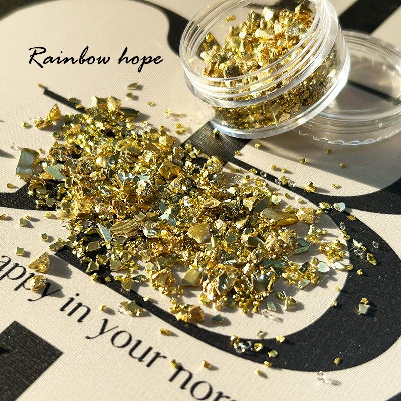 

Pure Desire Wind Super Flash Electroplating Gravel Nail Art Jewelry Xiaohongshu Mixed Metal Storm Wearing Nail Material Package золотой