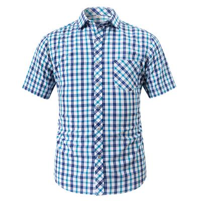 Men's Orange White Plaid Short Sleeve Button Down Casual Shirt