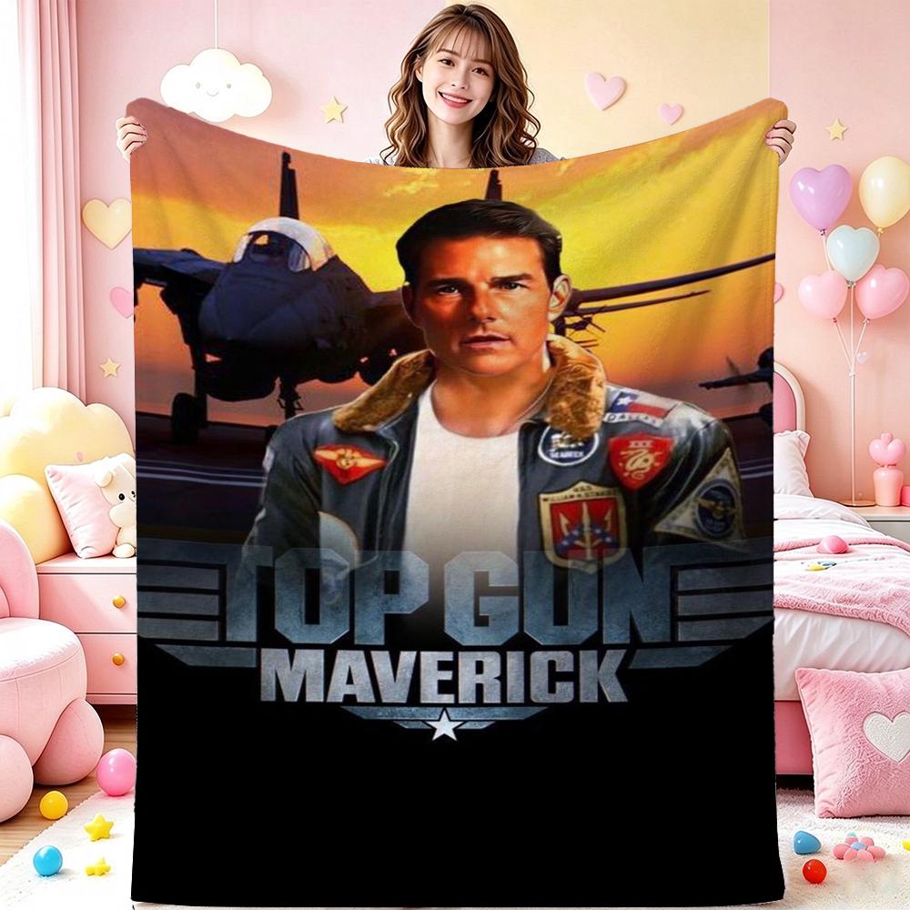 Top Gun Maverick Movie Poster Pattern Blanket Fluffy Plush Throw Blanket For Living Room Gaming Room Home Decor Holiday Gift