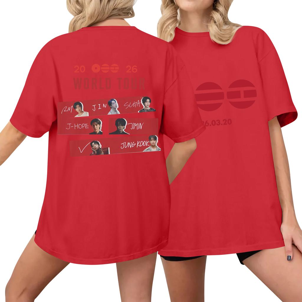 Women's Casual Printed T-Shirt Round Neck Pullover Short Sleeve Top