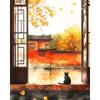 Ölgemälde-Paket DIY Malen nach Zahlen Basteln für Erwachsene Fenster Katzen Bild Ausmalen Nummer Zeichnung auf Leinwand Heimdekoration