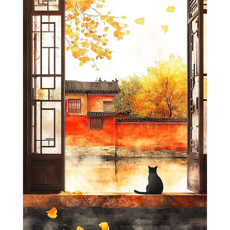 

Oil Painting Package Diy Paint By Numbers Crafts For Adults Window Cats Picture Coloring Number Drawing On Canvas Home Decor 30x20cm no frame