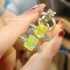 Elegant Ice Cut 3 Carat Yellow Open Ring Lab Created Diamond Square Shape Sparkling Womens Jewelry