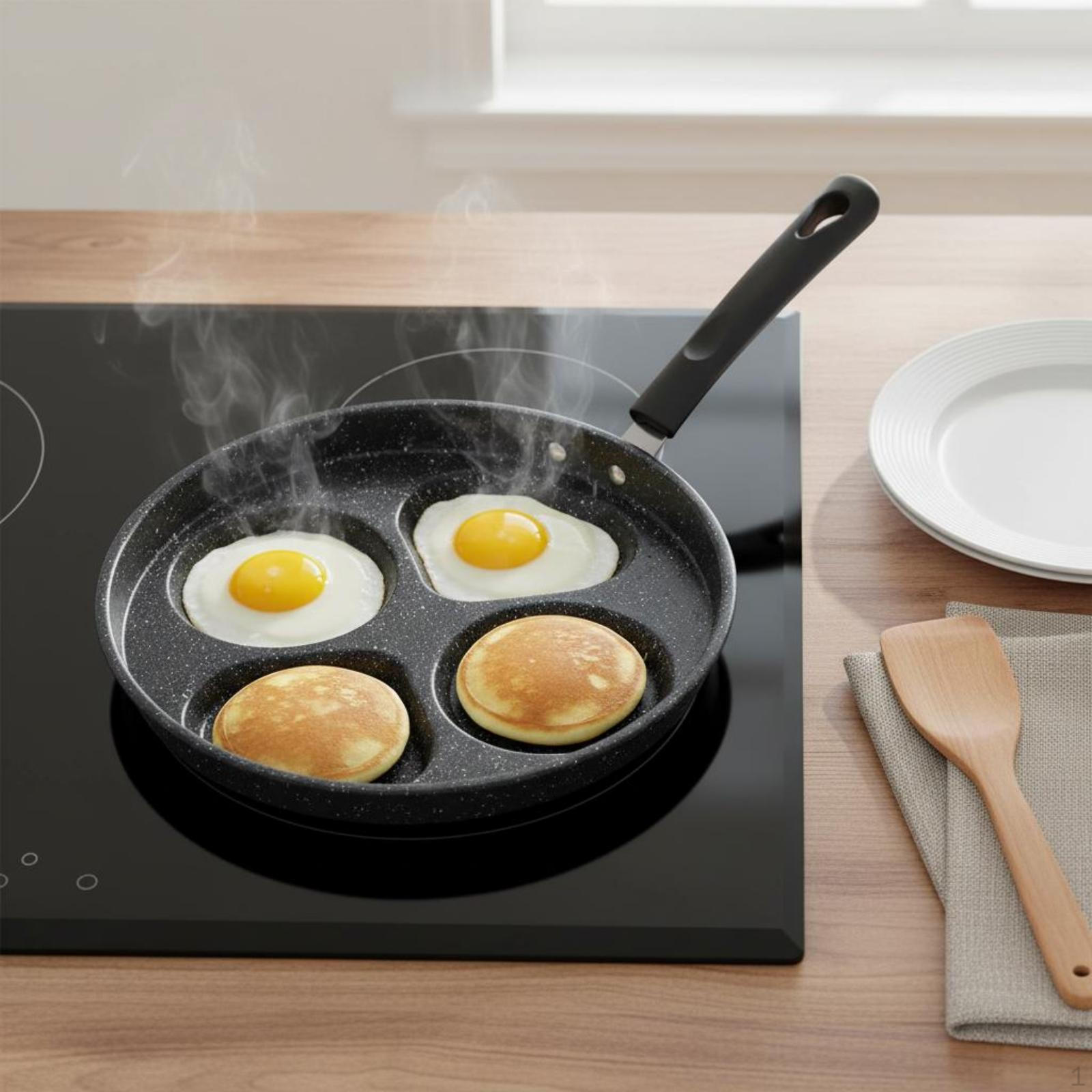 Multi Section Frying Pan Nonstick FourCavity Speckled Finish Divided Breakfast Skillet