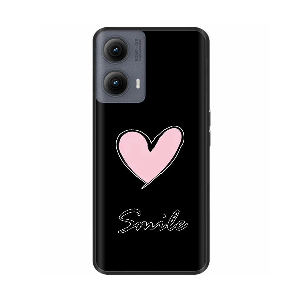 Silicone Casing For Motorola Edge 2024 Case Lovely Cartoon Soft TPU Black Cover For Moto Edge 2024 6.6" Shockproof Fundas Capa