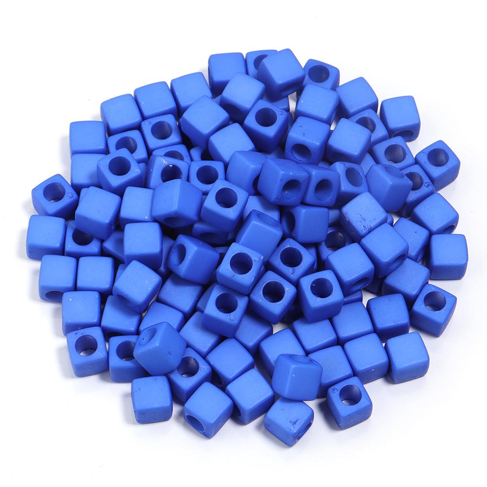 

100pcs/lot 7mm Squre Acrylic Beads Big Hole Cube Beads Colorful Loose Spacer Beads For Jewelry Making DIY Bracelet Accessories сапфировый