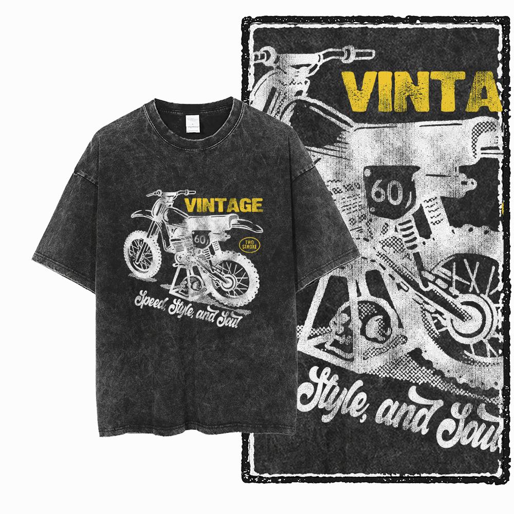 YM MOTOR CYCLE THEME Printed Cotton Acid Washed Graphic Unisex T Shirt Cool Streetwear Men Tshirts Big Size Tee for Men
