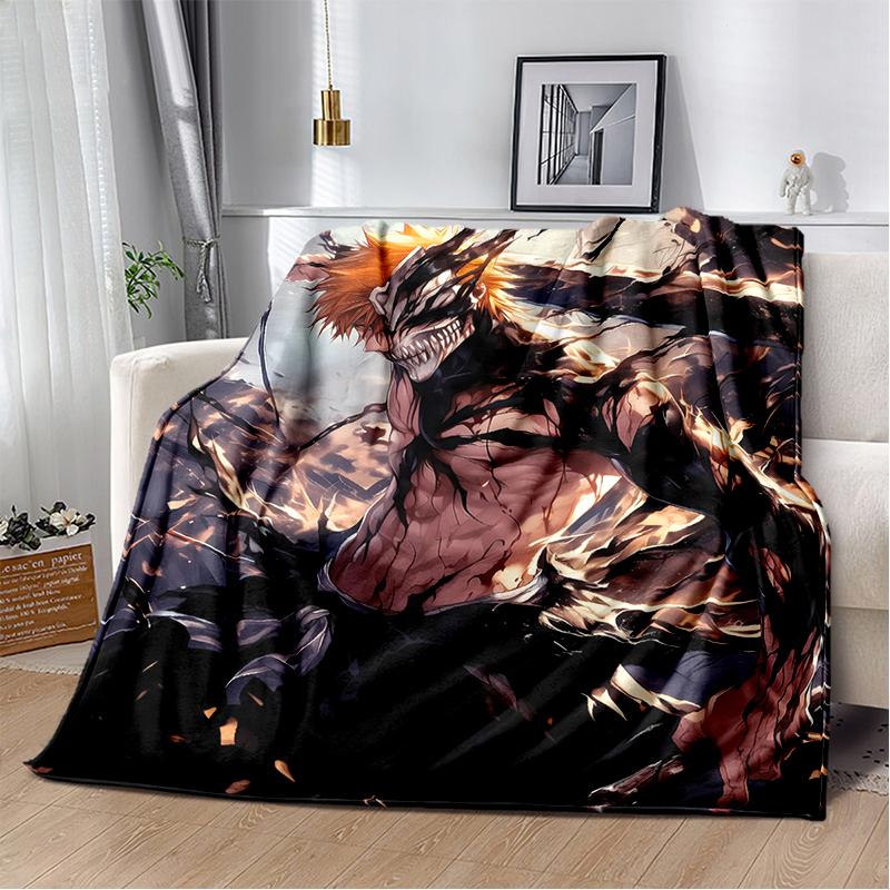 3D Bleach Kurosaki Ichigo Cartoon Anime Soft Blanket,Soft Throw Blanket for Home Bedroom Bed Sofa Travel Cover Child Gift
