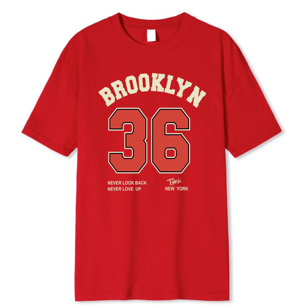 Brooklyn 36 Art Letter Retro Design Cartoons Printing Clothing Male Breathable Tshirt Loose T-Shirts Cotton Short Sleeve