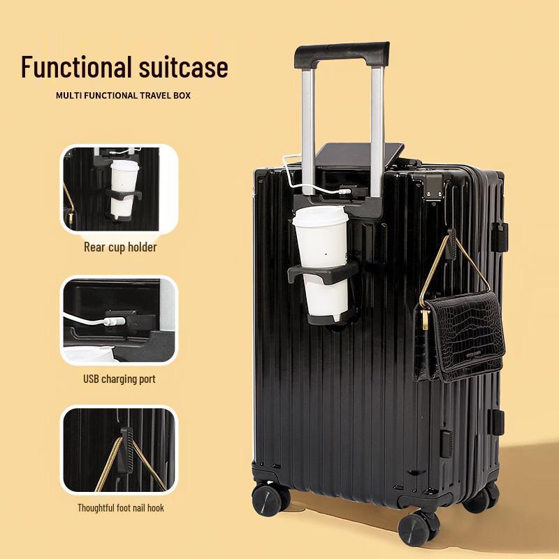 LianSheng 20-inch Carry-On Luggage with Cup Holder