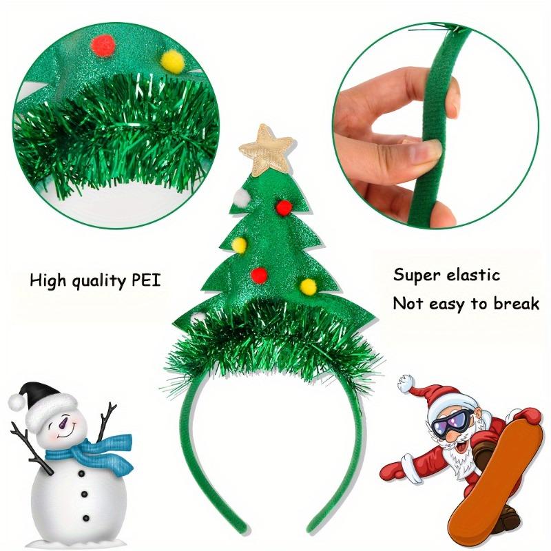 5pcs/set Christmas Tree Headband - Durable Plastic Party Accessory Featherless Holiday Headwear Children's Hair Accessories