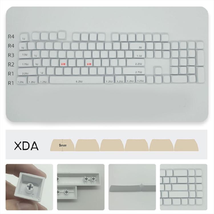104 Key Blank White Keycaps Set XDA Height No Lettering Fits Most Mechanical Keyboards Minimalistic Blank Keycaps