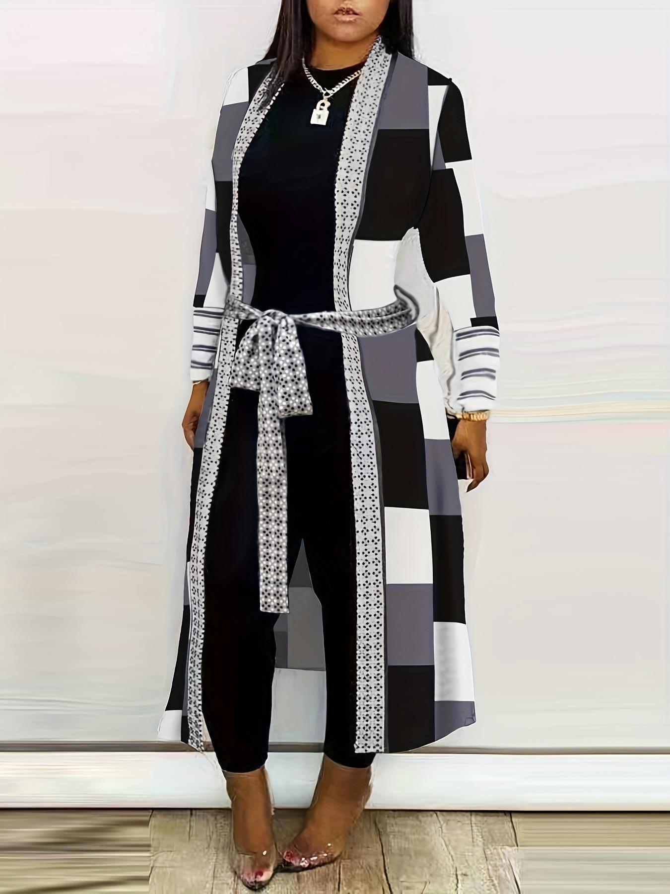 

Осенне-зимняя удлиненная ветровка в клетку для женщин