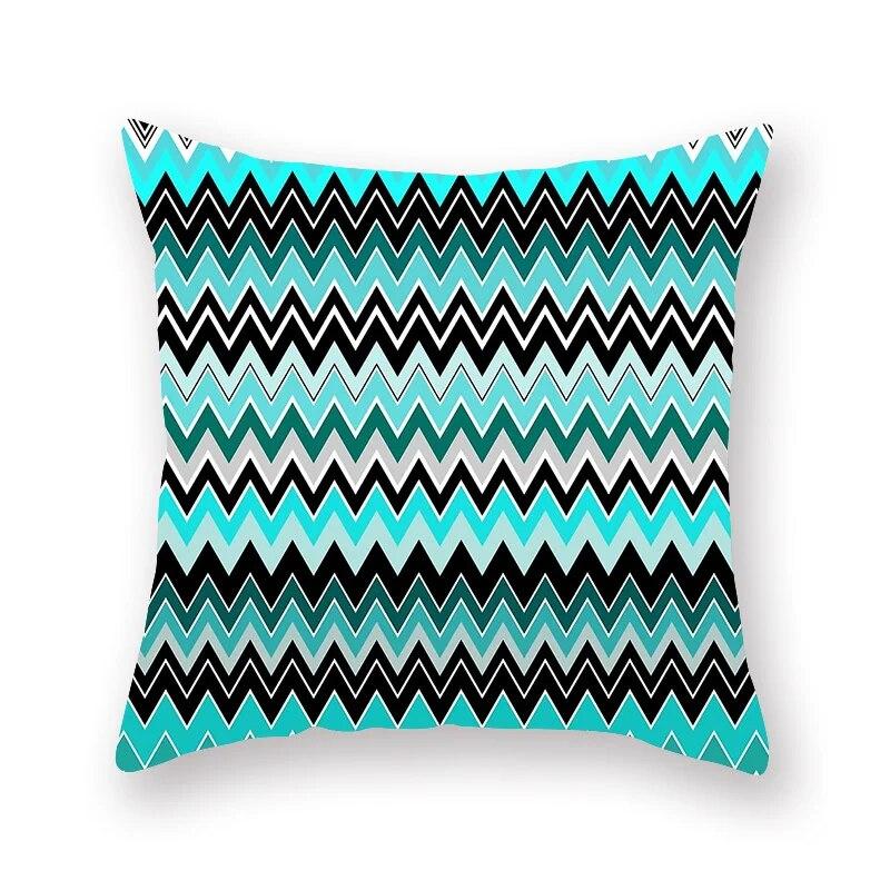 Nordic fashion turquoise geometric pillowcase striped splicing sofa chair bedside cushion cover 45x45cm room bedroom home decor