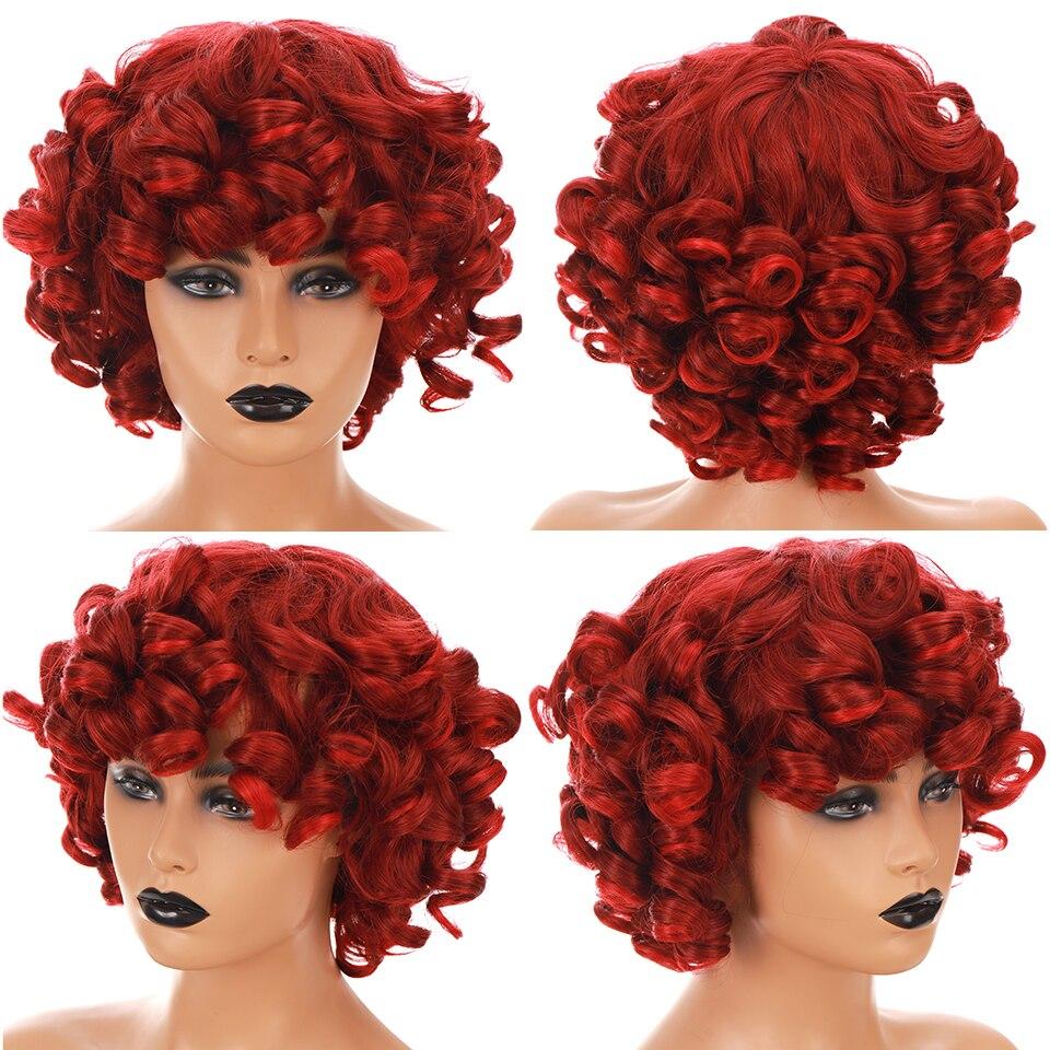 LUPU Syntetické Afro Kinky Kudrnaté Paruky s Ofinou pro Černé Ženy Africké Tepelně Odolné Ombre Růžová Černá Krátké Vlasy Cosplay Paruky
