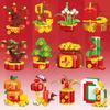 New Year Guochao Orange Wealth Tree & Waking Lion Building Blocks - Compatible with Lego Ornaments, Year of the Horse Spring Festival Gifts & Toys