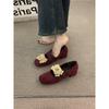 French Retro Red Niche Thick-heeled Mary Jane Shoes Women's Shoes 2025 Autumn New High-heeled Skirt Grandma Shoes