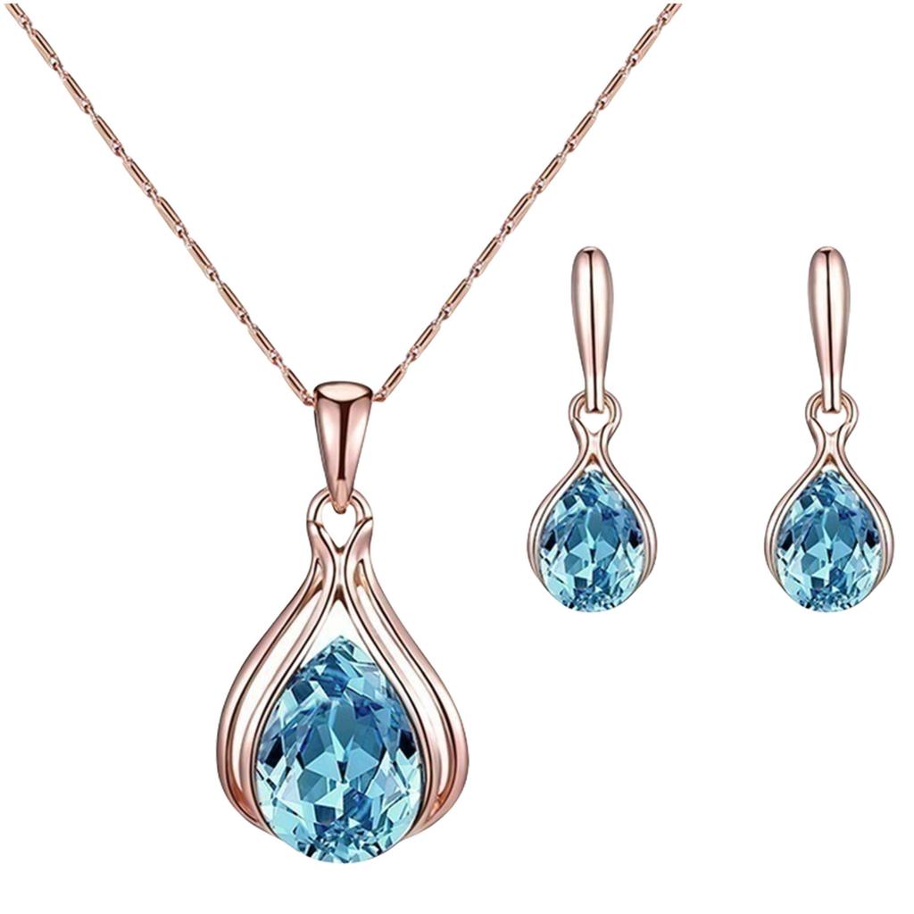 Stylish Alloy Earrings and Necklace Set Imitation Crystal Pendant Accessories for Fashionable Women Elegant Jewelry