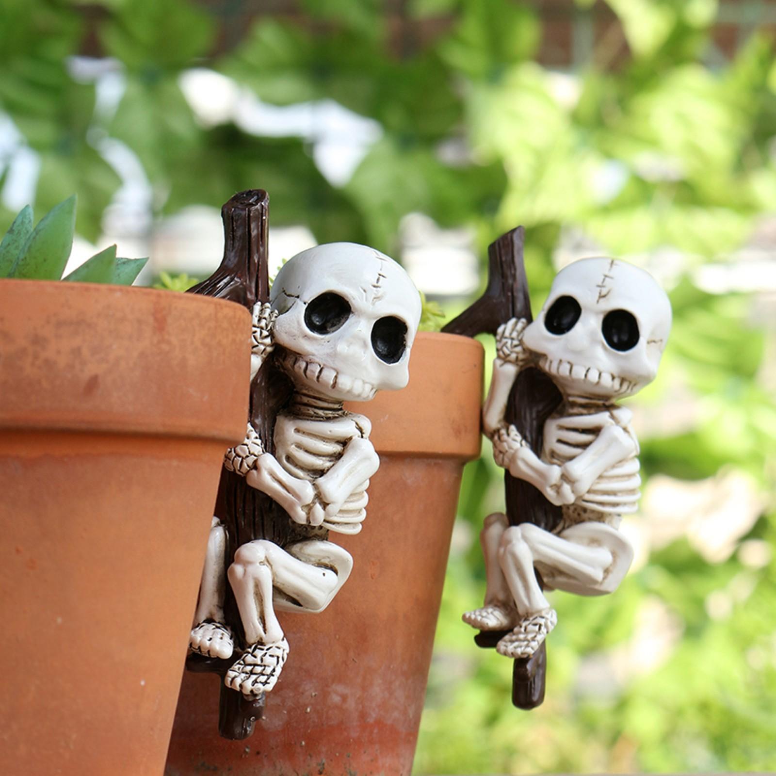 

Хэллоуин Черепа Цветочный горшок Подвесной Набор из двух Сад Садоводство Призраки Голова Подвесной Цветочный горшок Чашка Украшение Смола Поделки One Size белый