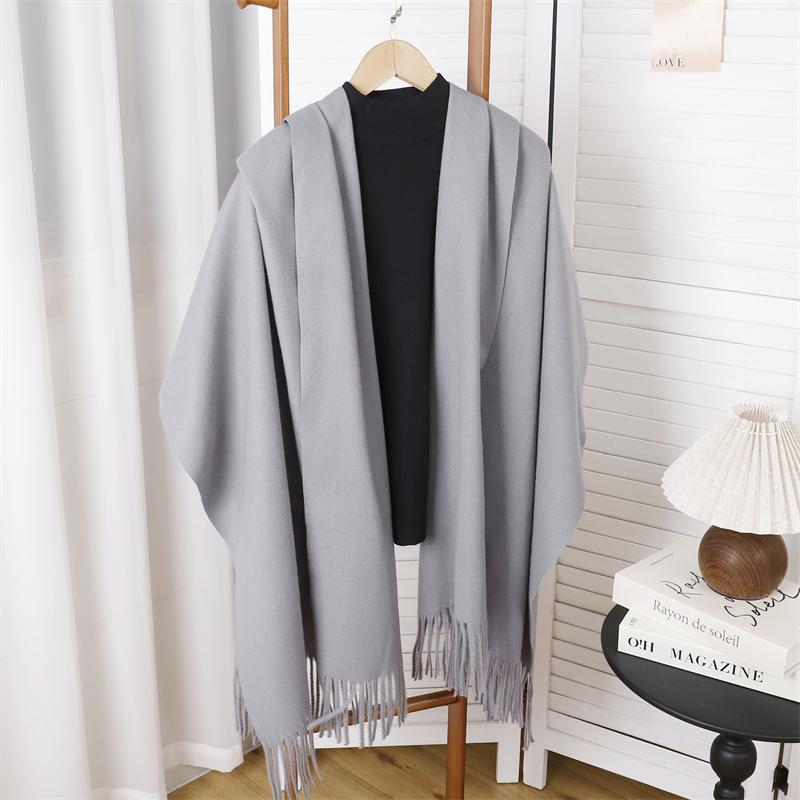 Winter Poncho Women Scarf Long Warm Cashmere Scarves Hijab Solid Lady Shawl Wrap Female Pashmina Bandana Head Scarfs NEW