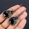 Black Onyx 999 Copper Wire Wrapped Earrings, Handmade Gemstone Jewelry Earrings For Memorial Day